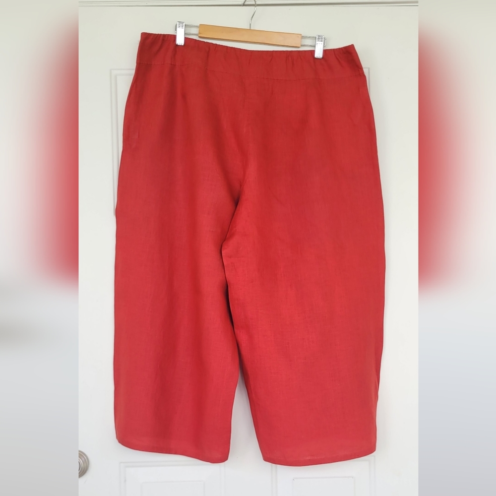 Eileen Fisher Pants Womens XL Rust Wide Leg Cropped Casual Lagenlook Trouser